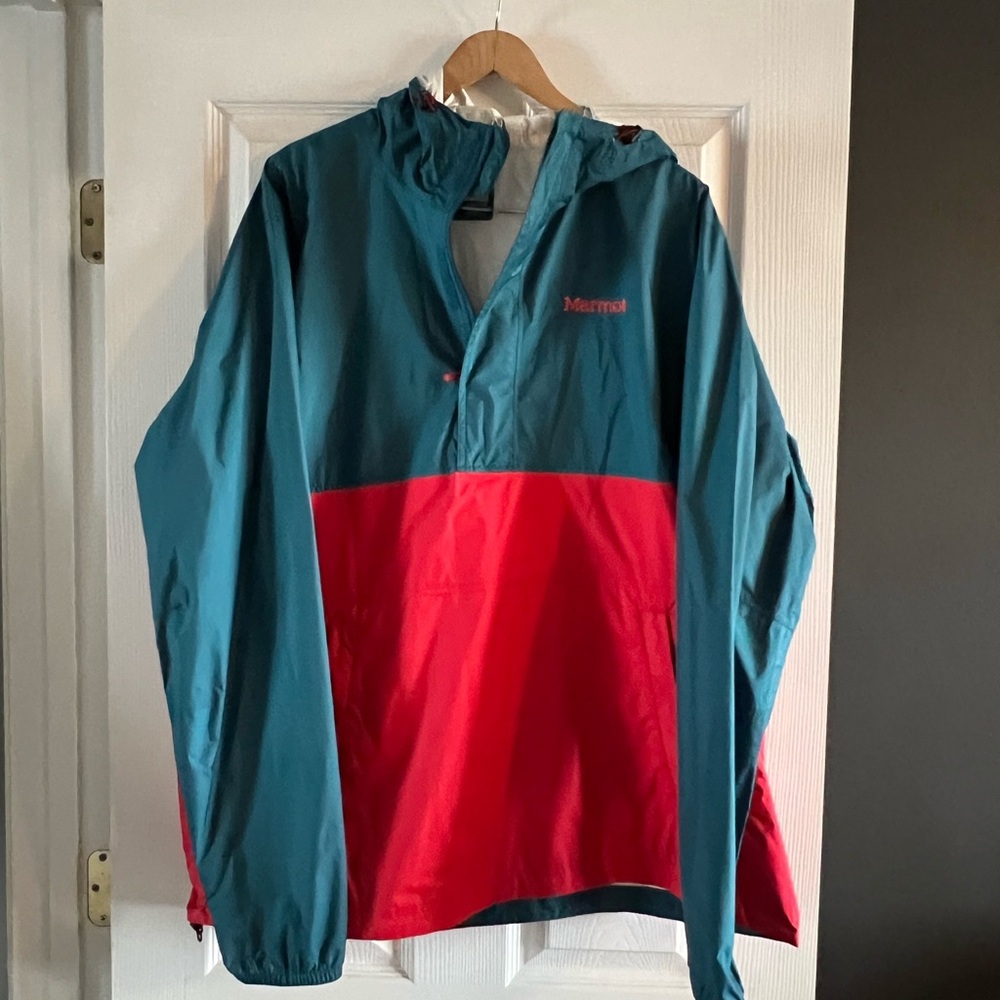 Marmot Teal and Red Windbreaker